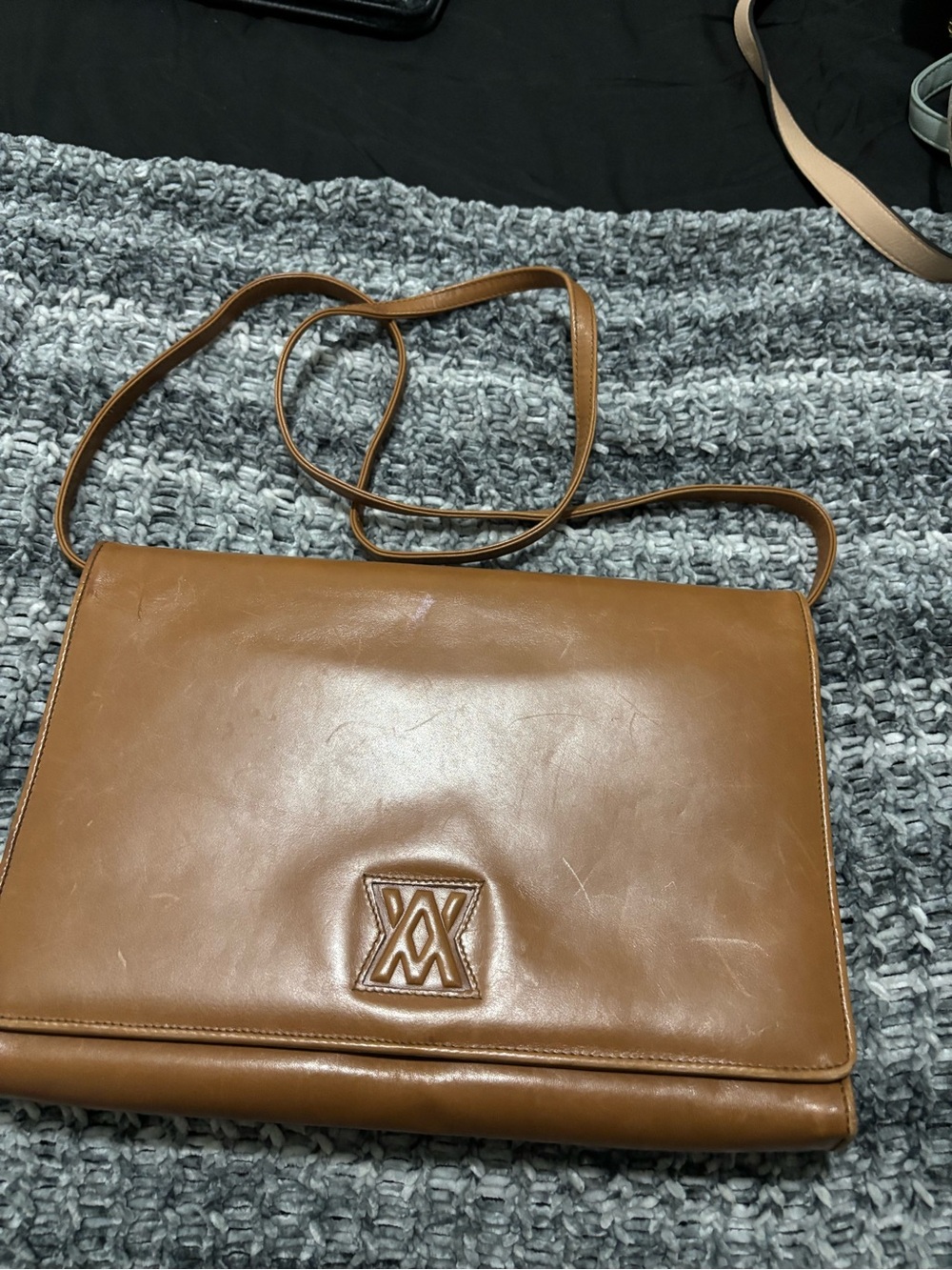 Adrienne Vittadini Cognac Leather Crossbody Bag